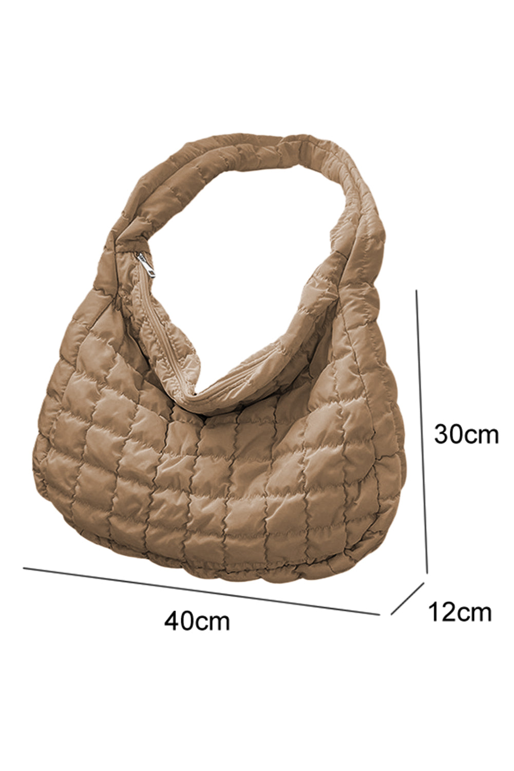 Quilted Zipper Large Shoulder Bag