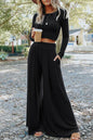 Ribbed Crop Top Long Pants Set