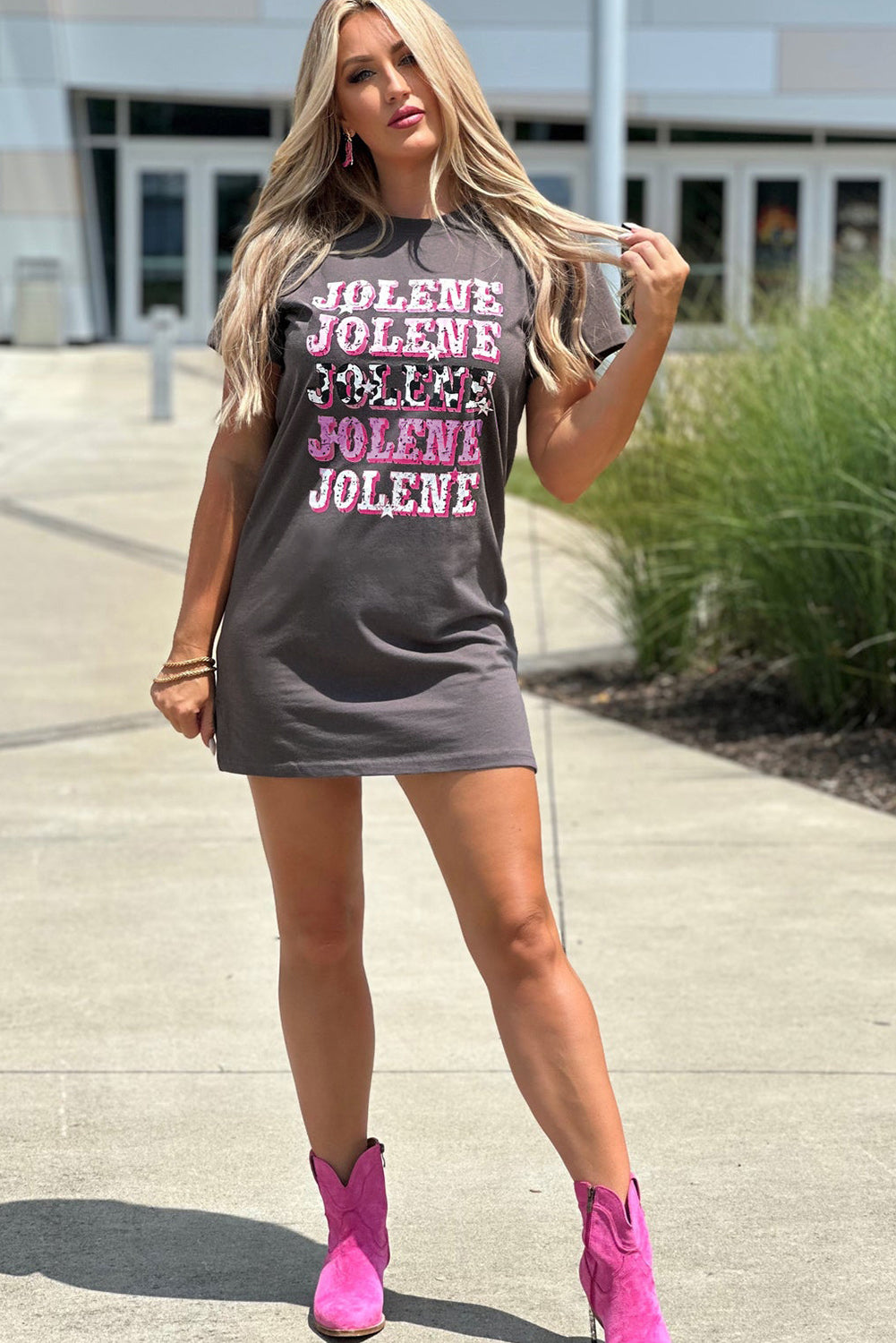 JOLENE Graphic Crewneck Tunic T Shirt