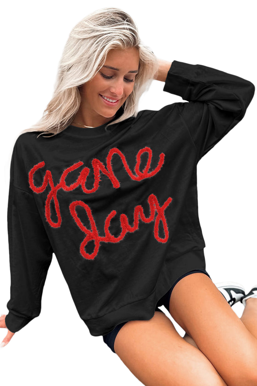 Tinsel Game Day Drop Shoulder Graphic Sweatshirt