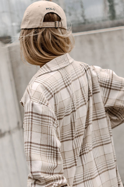 Plaid Removable Hood Buttoned Shacket