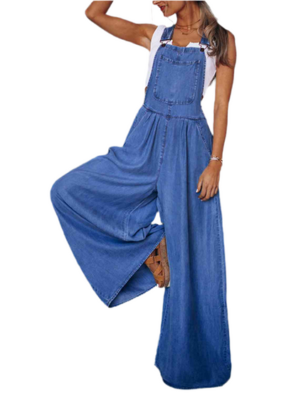 Wide Leg Denim Overalls