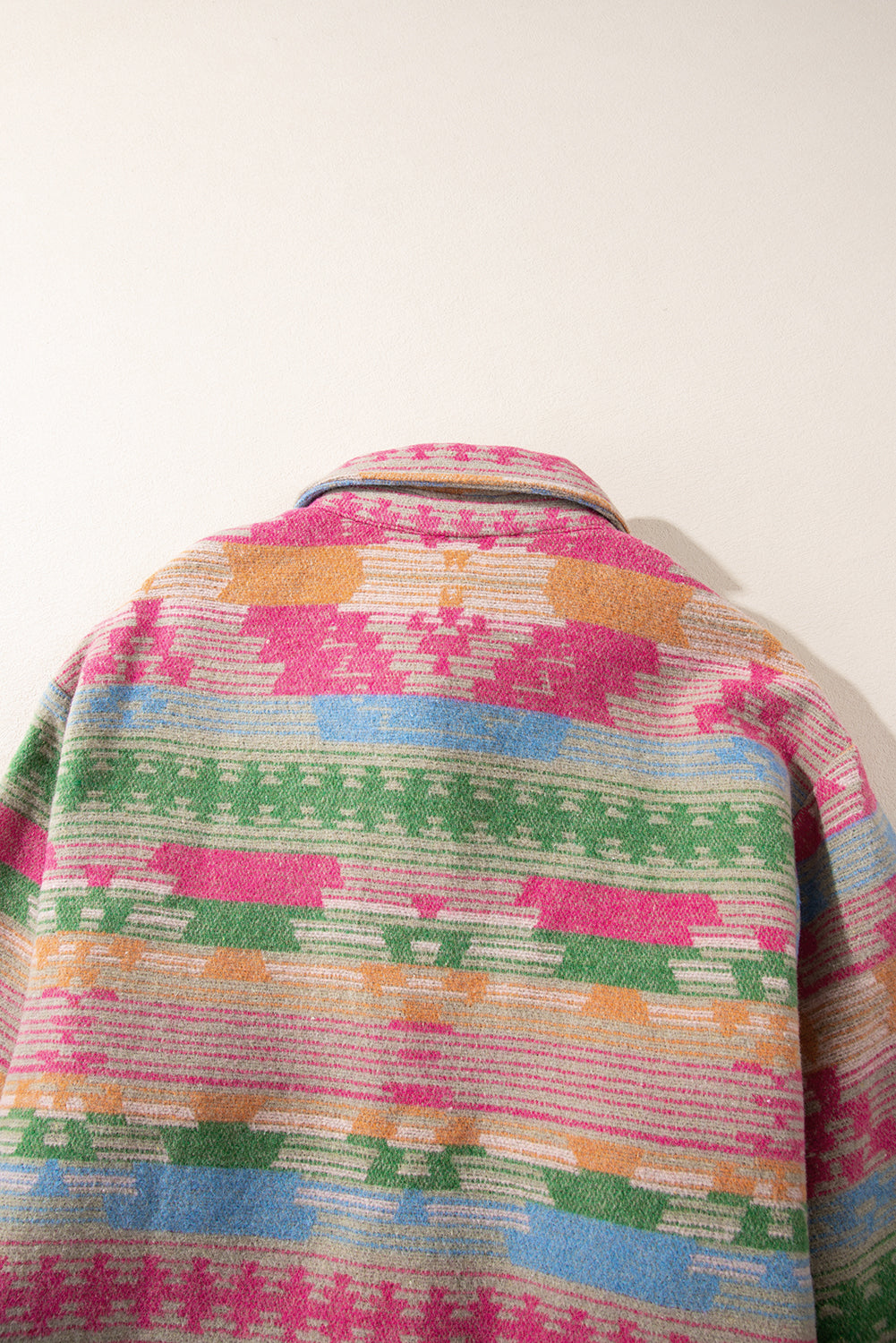 Pink Plus Size Aztec Printed Flap Pocket Shacket