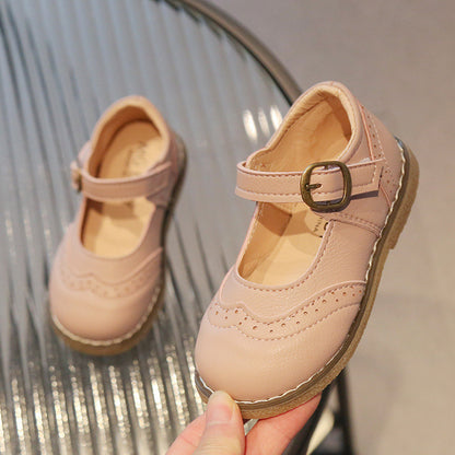 Girls' Casual Solid Color Leather Shoes