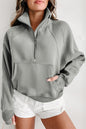 Fleece Lined Zip Up Stand Collar Thumbhole Sleeve Sweatshirt