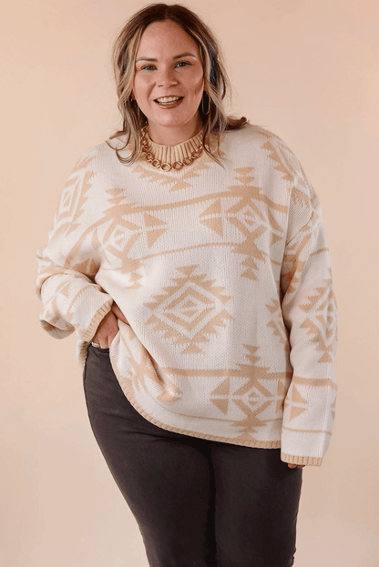 Western Aztec Print Loose Sweater