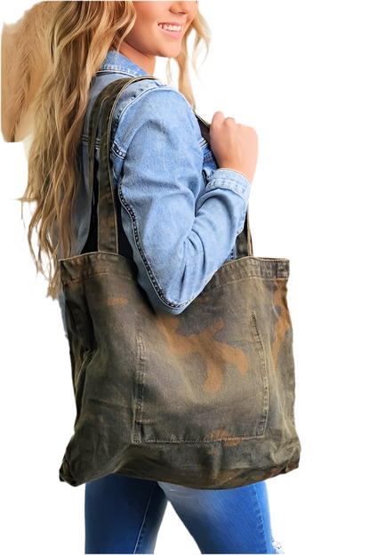 Camo Cotton Canvas Tote Bag Purse