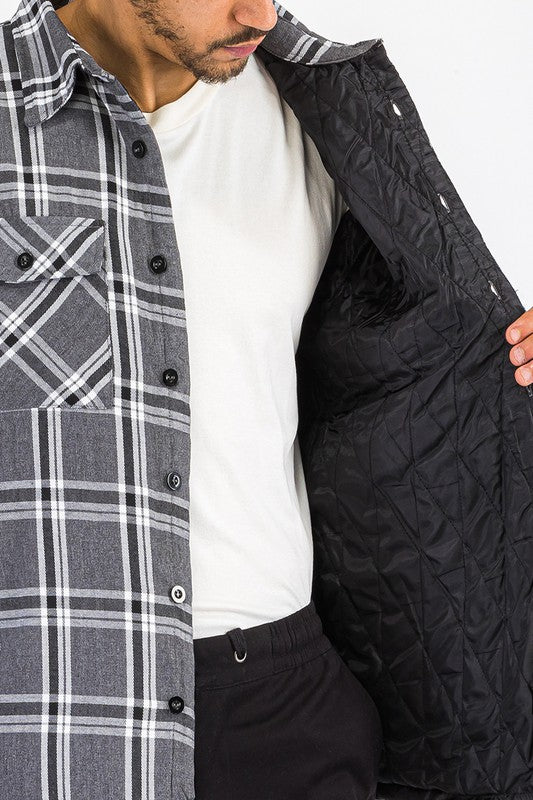 Mens Quilted Padded Flannel