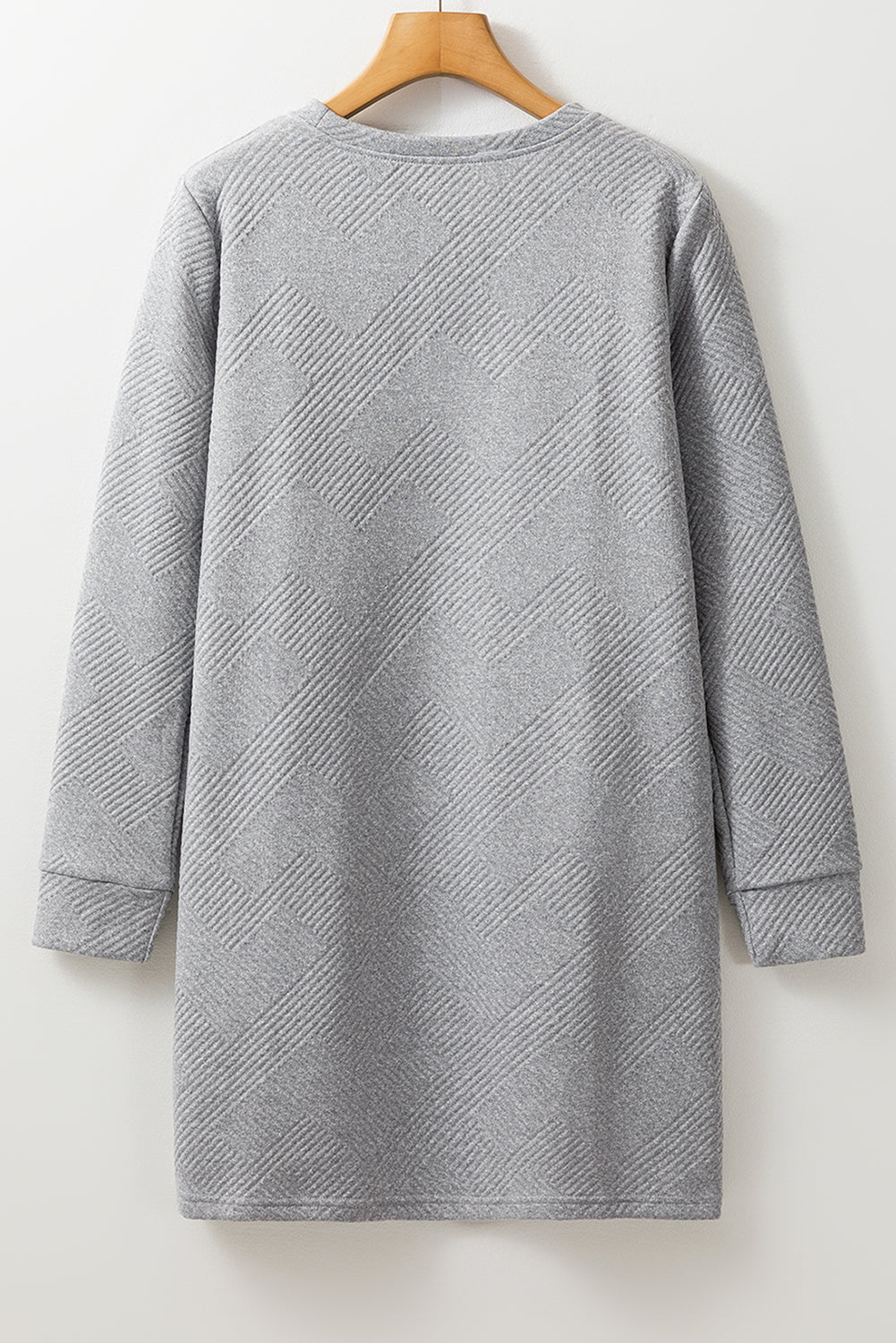 Textured Long Sleeve Shift Dress