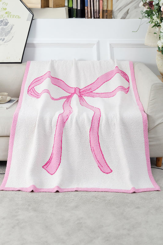 White Bow Printed Cozy Soft Throw Blanket