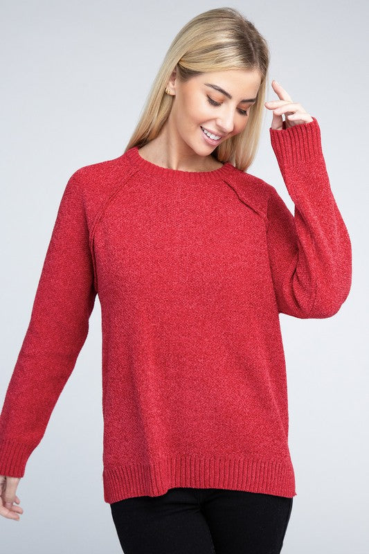 Zenana Raglan Chenille Sweater