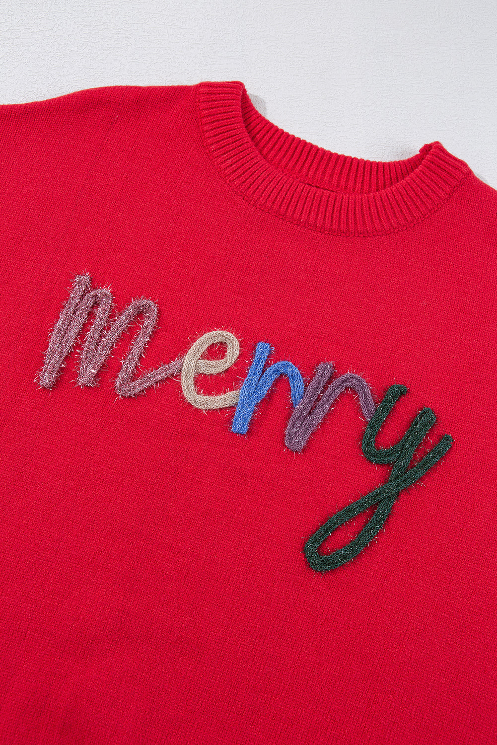 Merry Letter Drop Shoulder Baggy Sweater