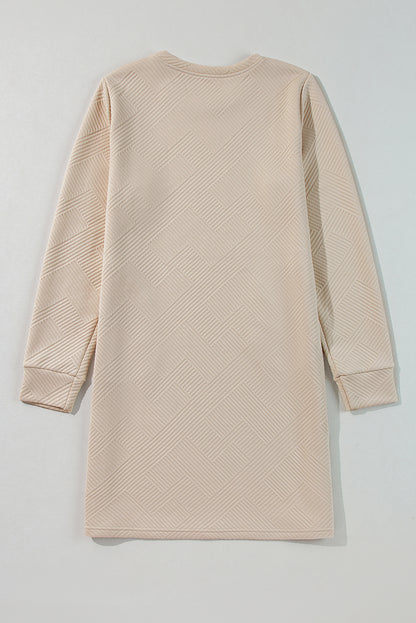 Textured Long Sleeve Shift Dress