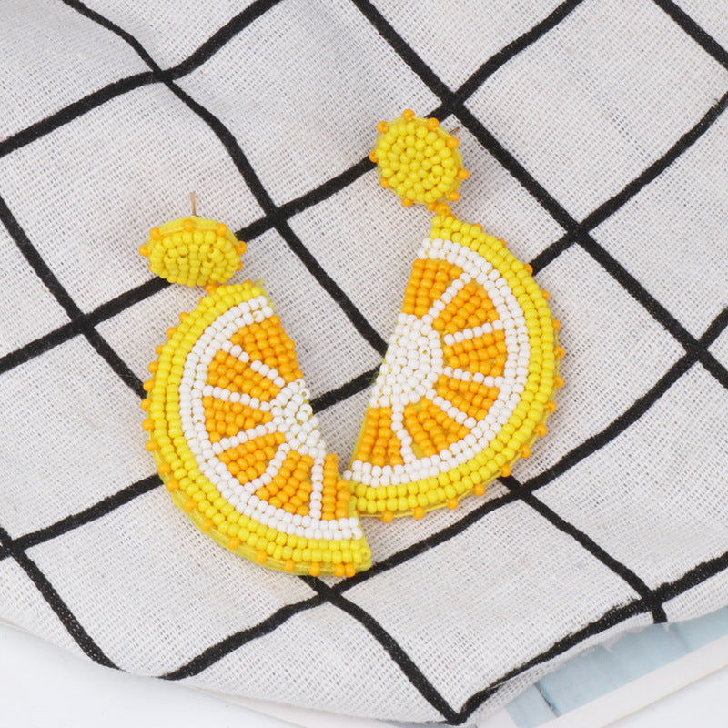 Orange Slice Beaded Earrings