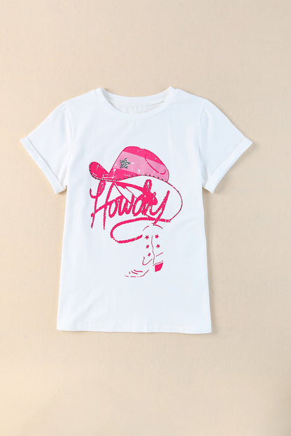 White Rhinestone Howdy Graphic Tee