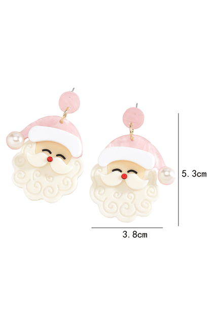 White Bright Pearl Decor Cute Father Christmas Earrings