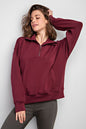 Rae Mode Modal Poly Span Quarter Zip Funnel Neck Pullover