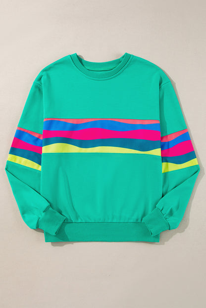 Colorful Striped Accent Long Sleeve T Shirt