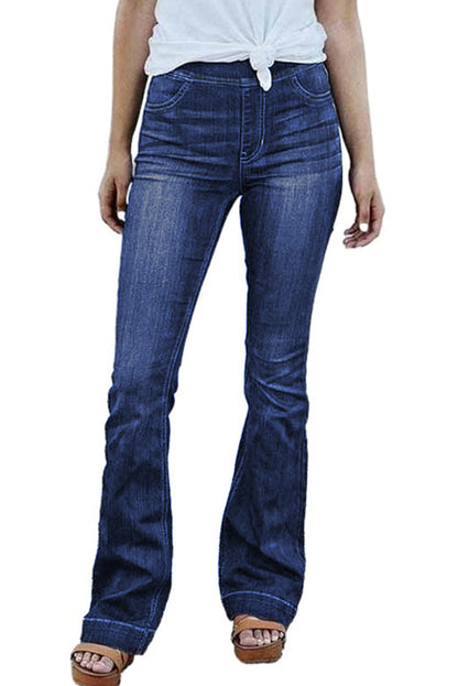 Trudie High Rise Elastic Waist Flare Jeans