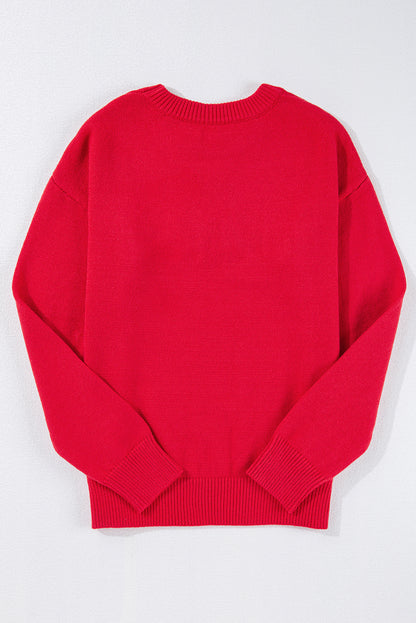 Merry Letter Drop Shoulder Baggy Sweater