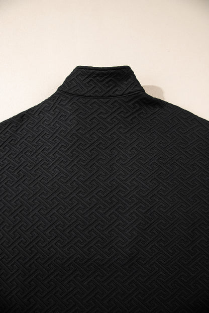 Textured Half Zipper Collared Sweatshirt