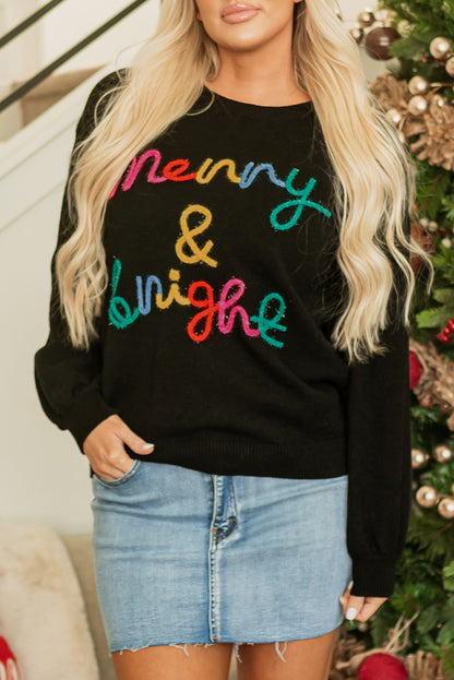 Merry & Bright Tinsel Graphic Sweater