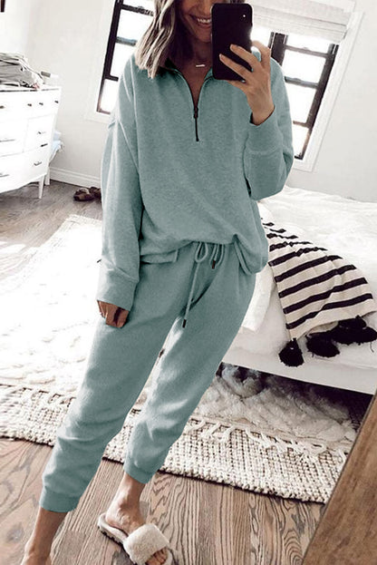 Gray Zipper Pullover and Joggers Plus Size Outfits