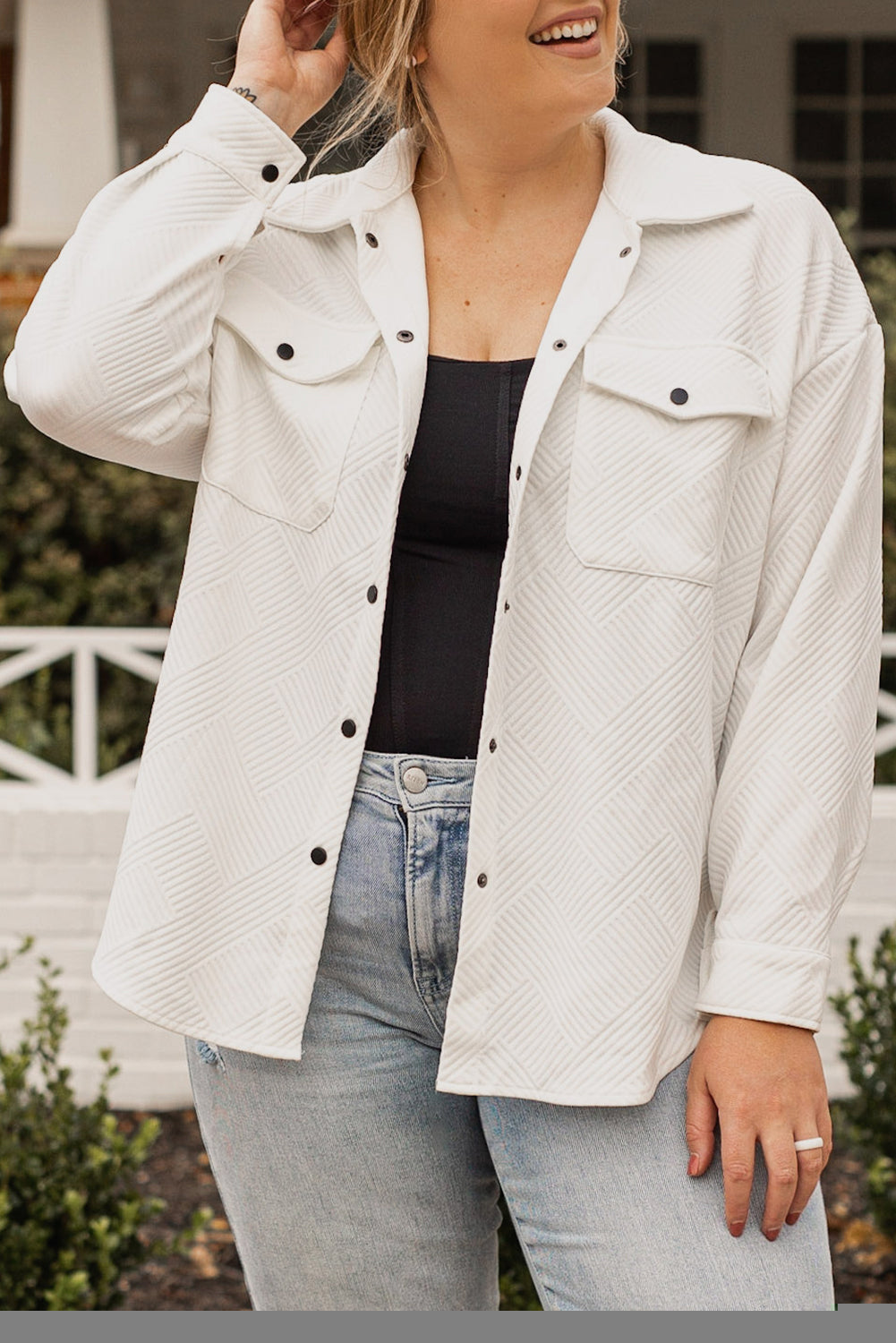 Textured Flap Pockets Jacket