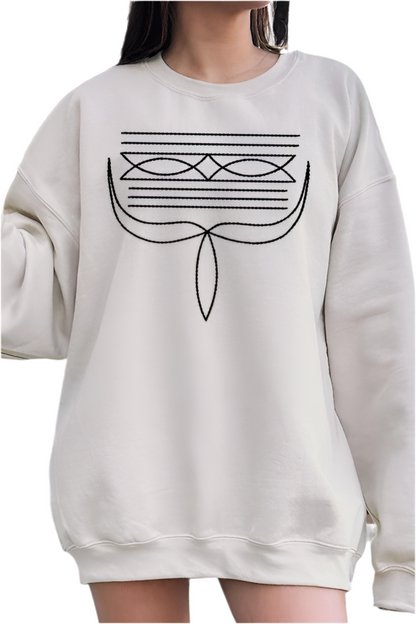 Western Boot Stitch Graphic Fleece Sweatshirts