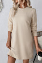 Textured Long Sleeve Shift Dress