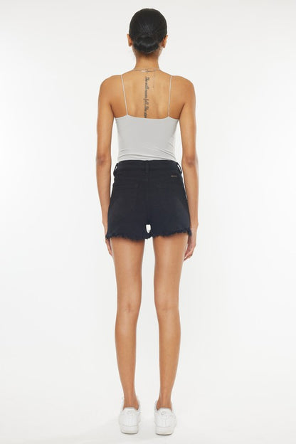 Kan Can High Rise Black Denim Shorts