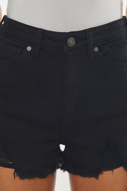 Kan Can High Rise Black Denim Shorts