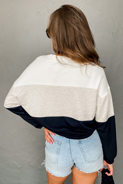 Light Grey Colorblock Drop Shoulder Pullover Sweatshirt