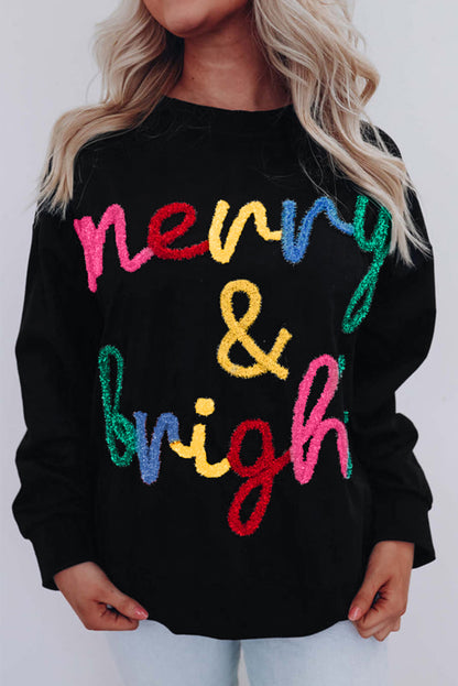 Merry & Bright Tinsel Graphic Sweater