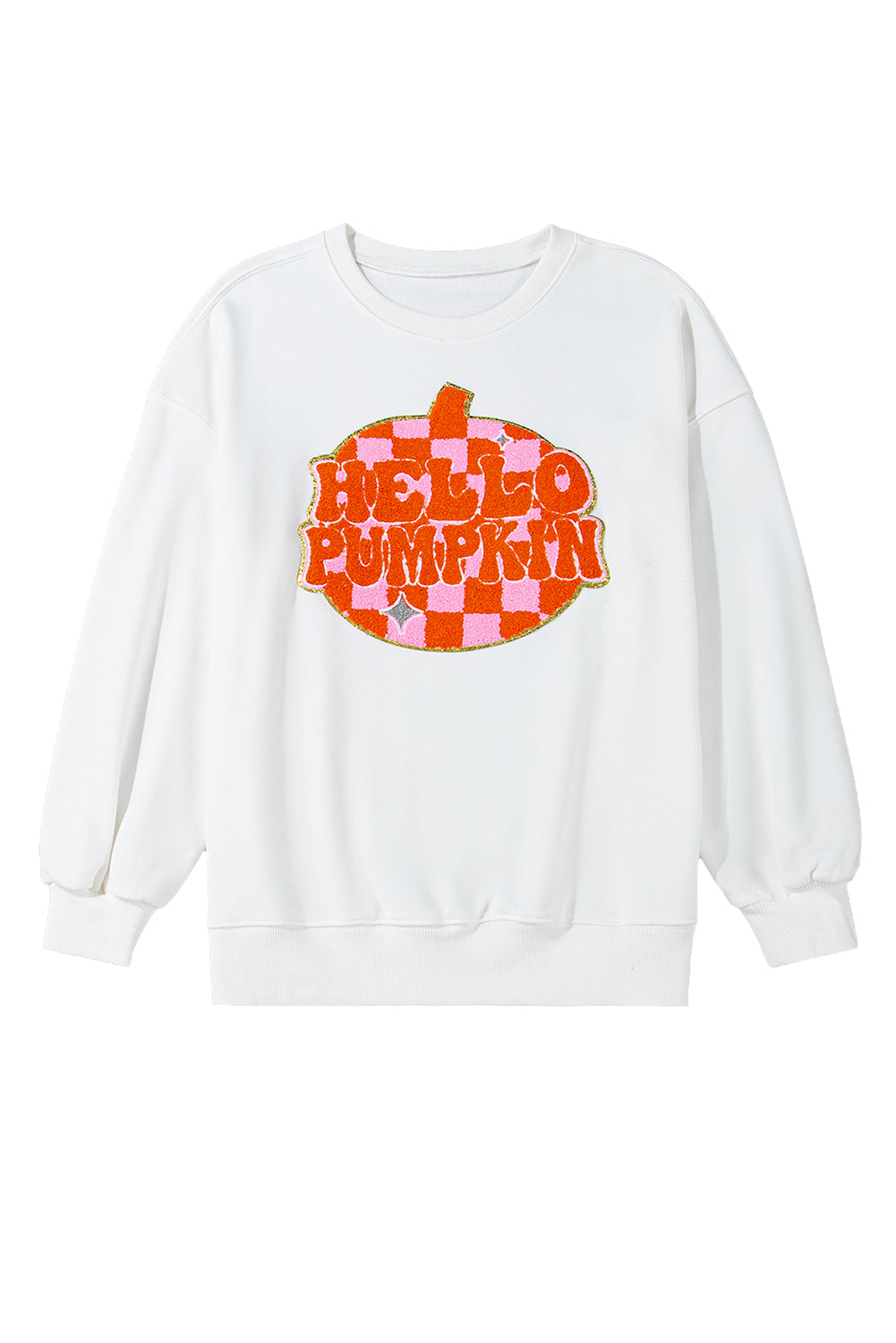 Terry Halloween Pumpkin Patched Pattern Pullover Sweatshirt