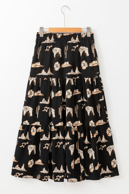 Wild Horses Tiered Ruffled High Waist Maxi Skirt