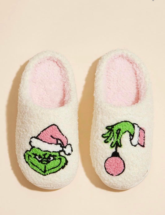 Pink Grinch Girls Slippers