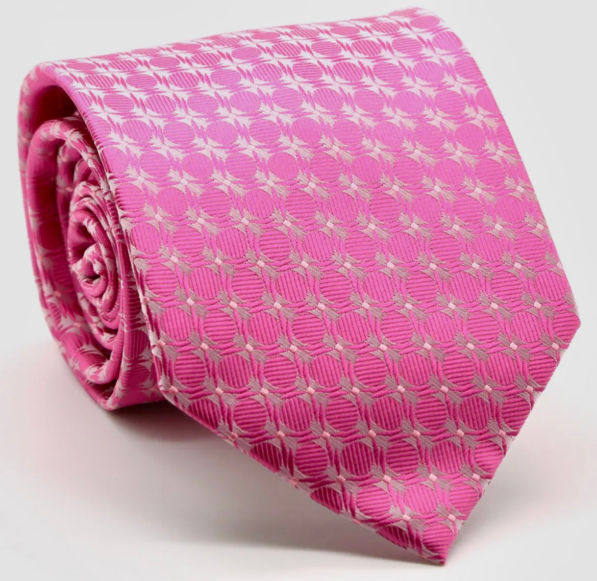 Mens Dads Classic Fuchsia Geometric Pattern Business Casual Necktie & Hanky Set