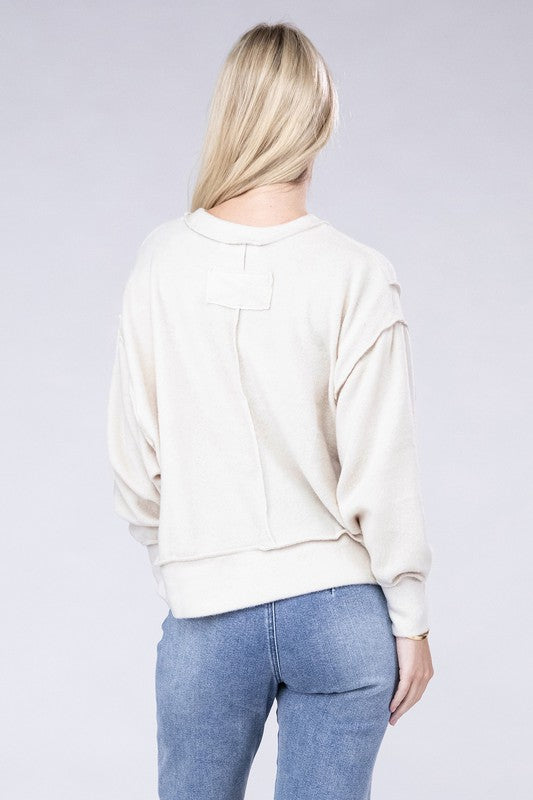 Zenana Brushed Melange Hacci Oversized Sweater