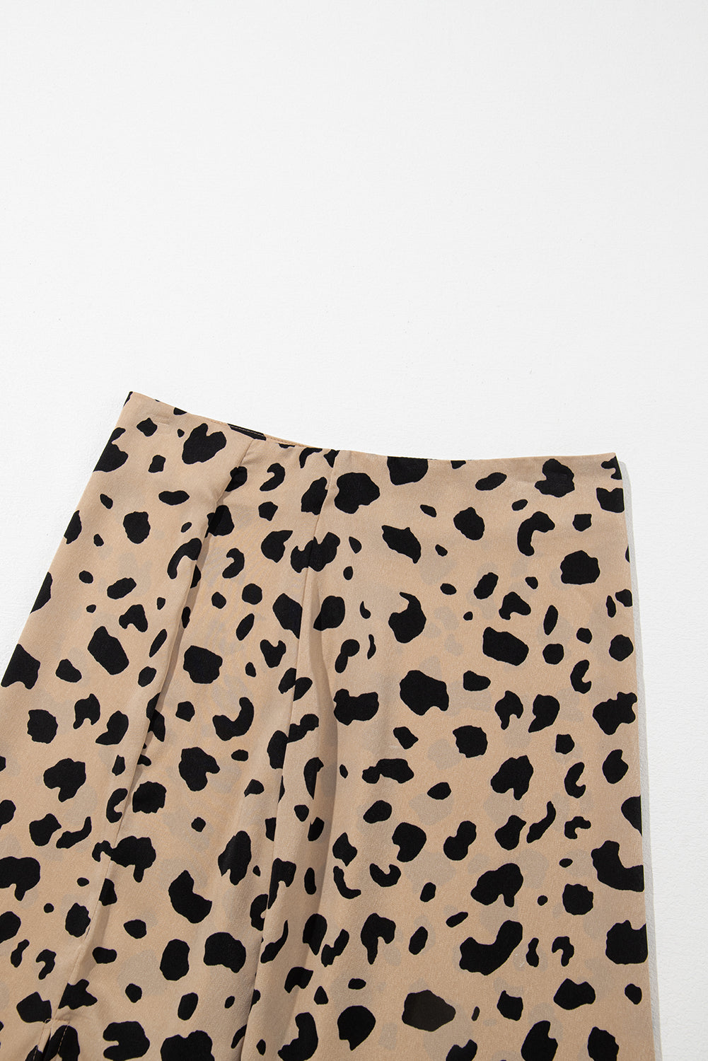 Leopard Spots Printed Split Hem Midi Skirt