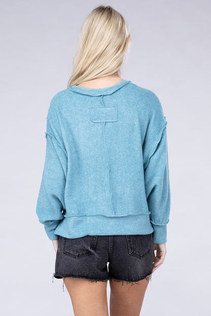 Zenana Brushed Melange Hacci Oversized Sweater