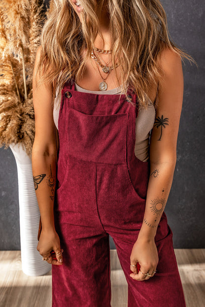 Corduroy Wide Leg Bib Overalls