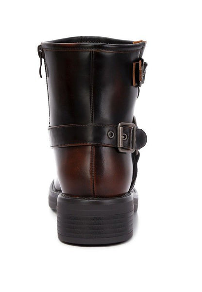 Allux Brushed Faux Leather Pin Buckle Boots