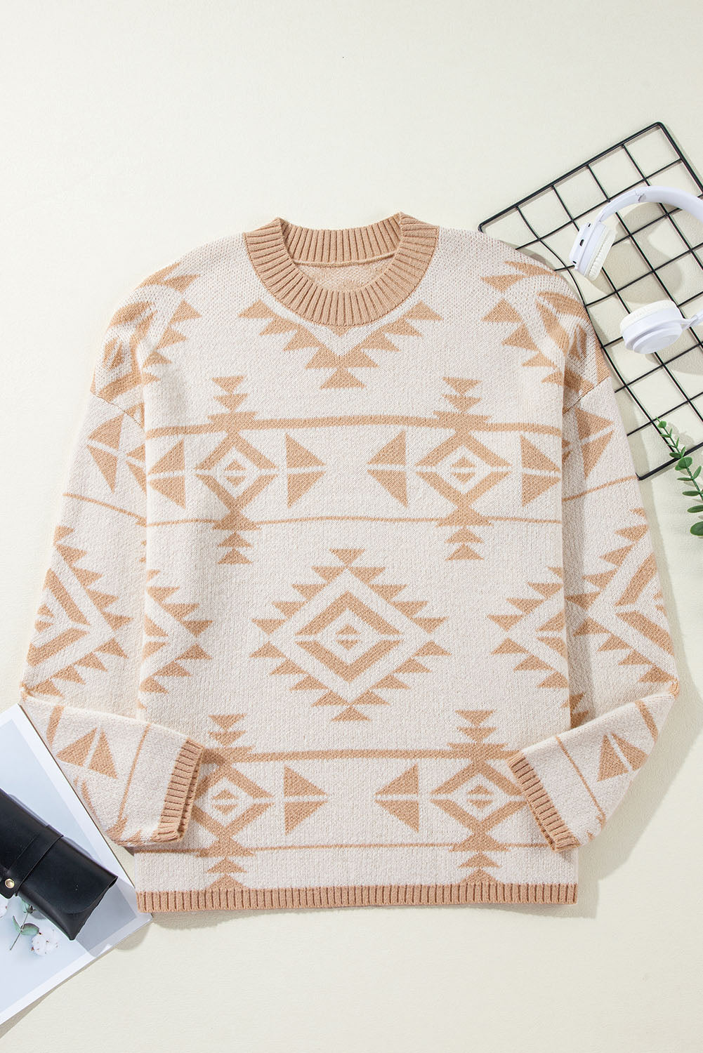 Western Aztec Print Loose Sweater