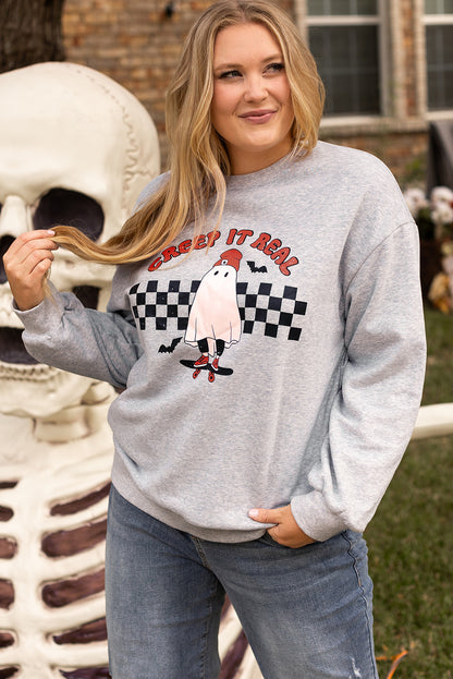 Creep It Real Ghost Print Plus Size Sweatshirt