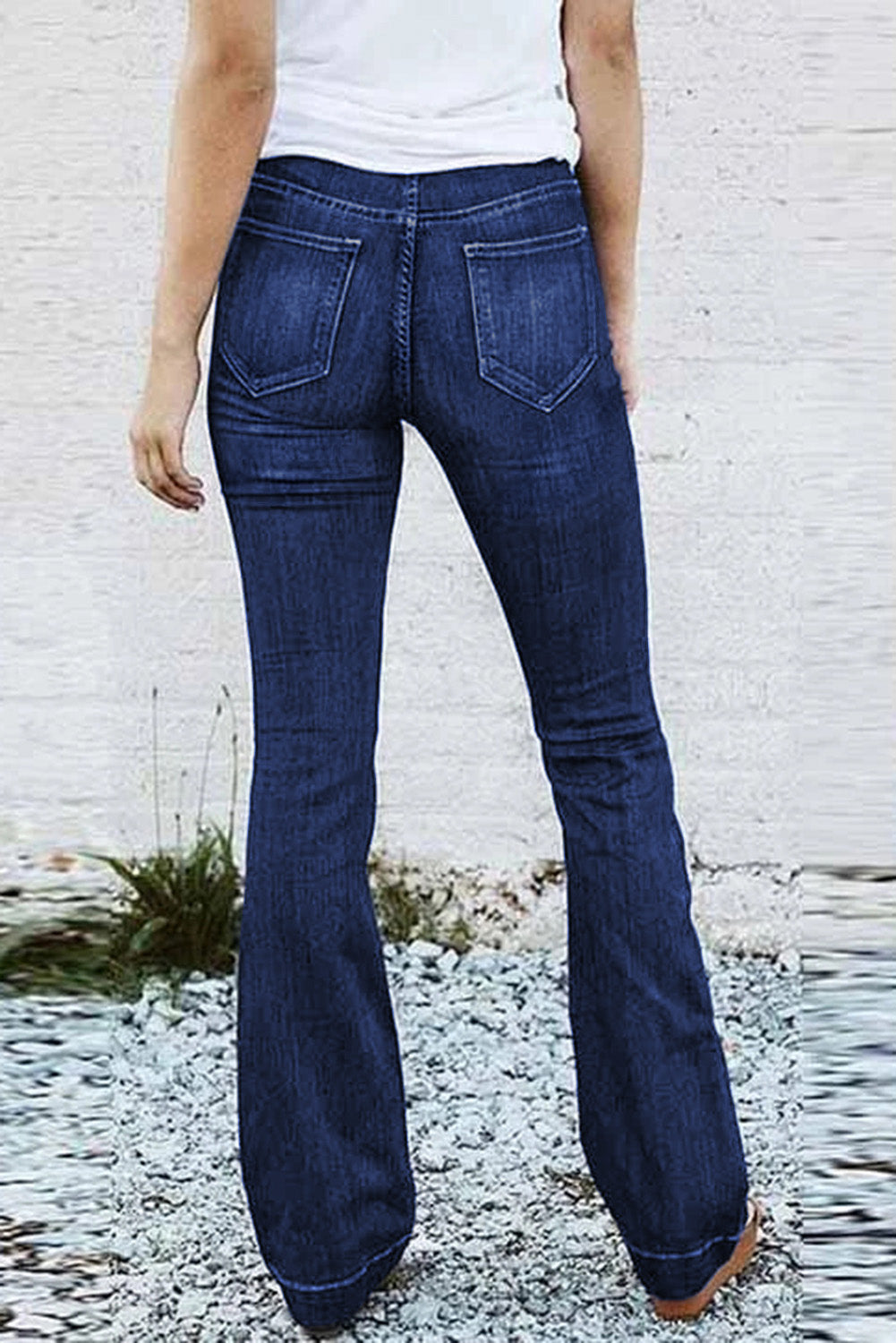 Trudie High Rise Elastic Waist Flare Jeans