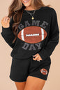 GAME DAY Football Graphic Pullover and Shorts Casual Outfit