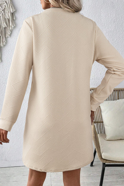 Textured Long Sleeve Shift Dress