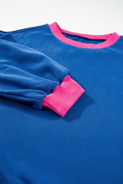 Colorblock Bubble Sleeve Sweatshirt