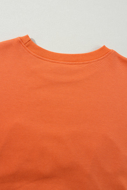 Russet Orange Tinsel Game Day Drop Shoulder Graphic Sweatshirt